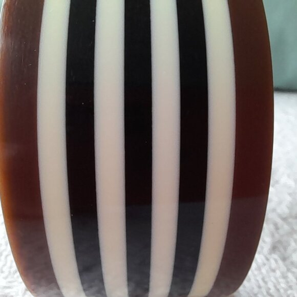 Vintage Plastic Bangle Bracelet Striped Brown Black White Straight - Picture 8 of 16